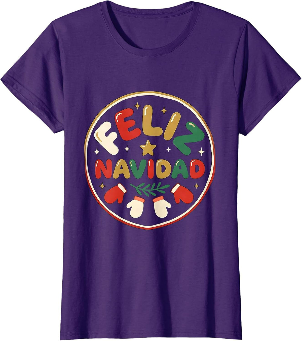 Women's Feliz Navidad Family Matching Spanish Mexican Christmas T-Shirt - Purple