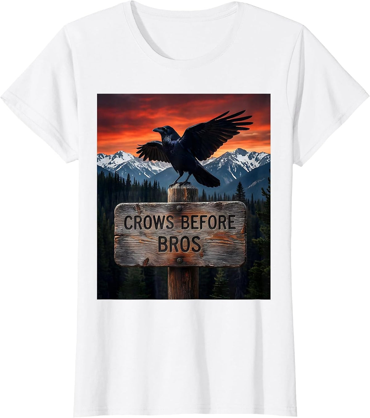 Crows Before Bros Bold Bird Loyalty Design T-Shirt - White