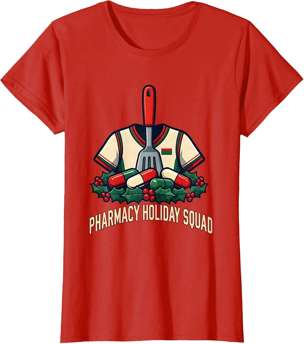 Pharmacy Holiday Squad Funny Pharmacy Tech Christmas T-Shirt - Red
