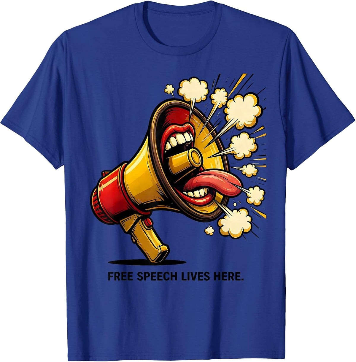 Free Speech Lives Here First Amendment Design T-Shirt - Royal Blue