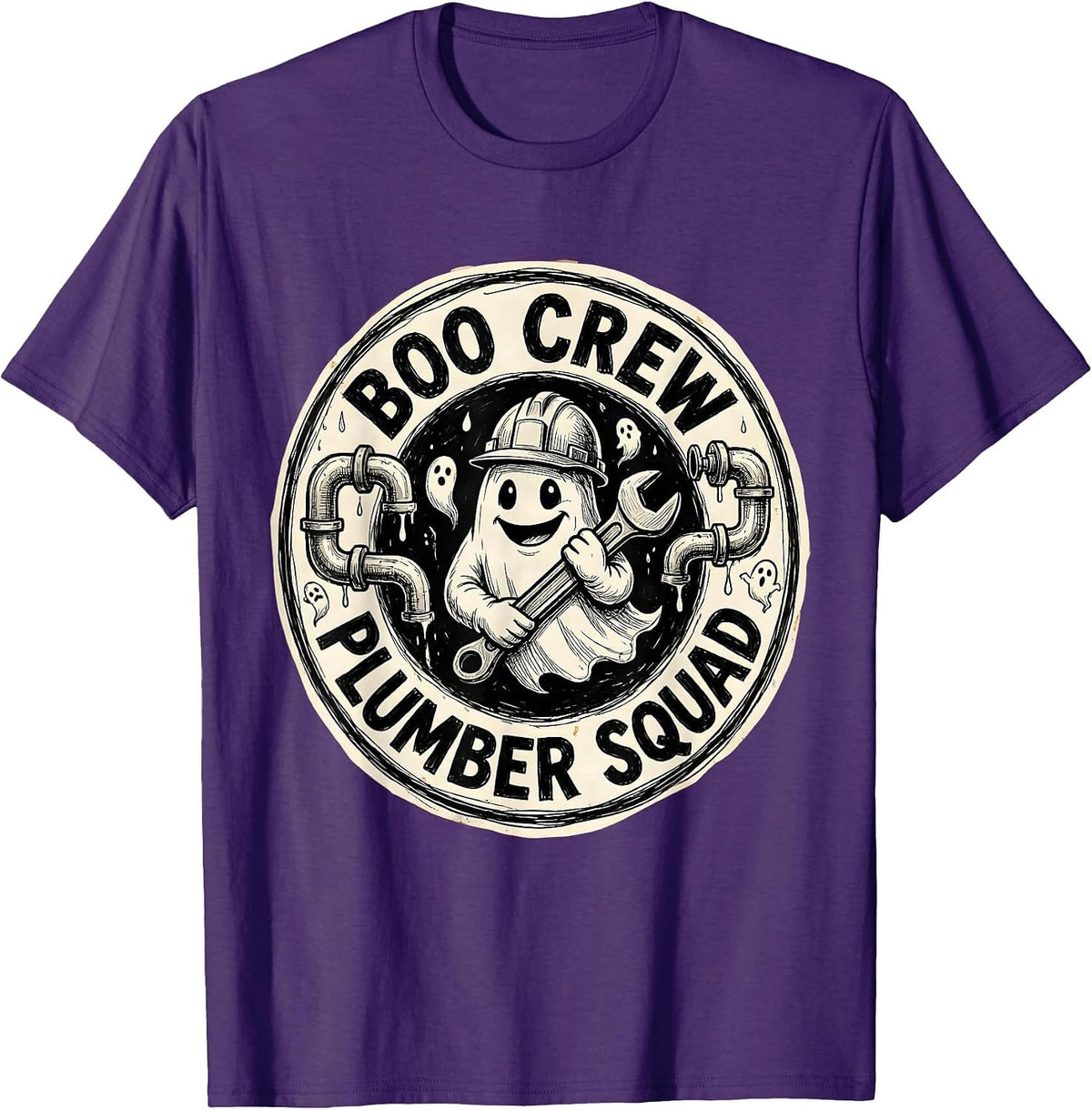 Boo Crew Plumber Squad Halloween Design T-Shirt - Purple