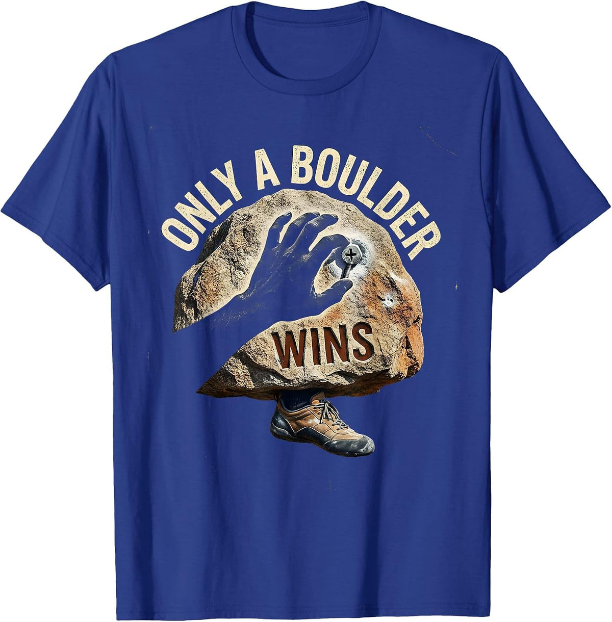 Only A Boulder Wins Vintage Rock Climbing Bouldering Humor T-Shirt - Royal Blue