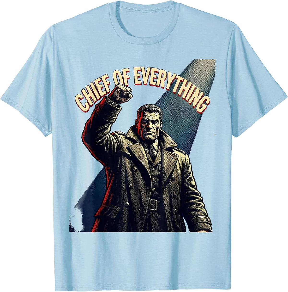 Men's Chief of Everything President Commander Design T-Shirt - Baby Blue