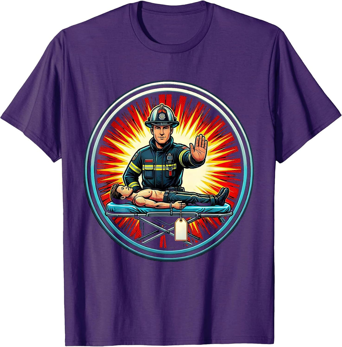 Men's Paramedic Training Mannequin Pop Art EMS Gift T-Shirt - Purple