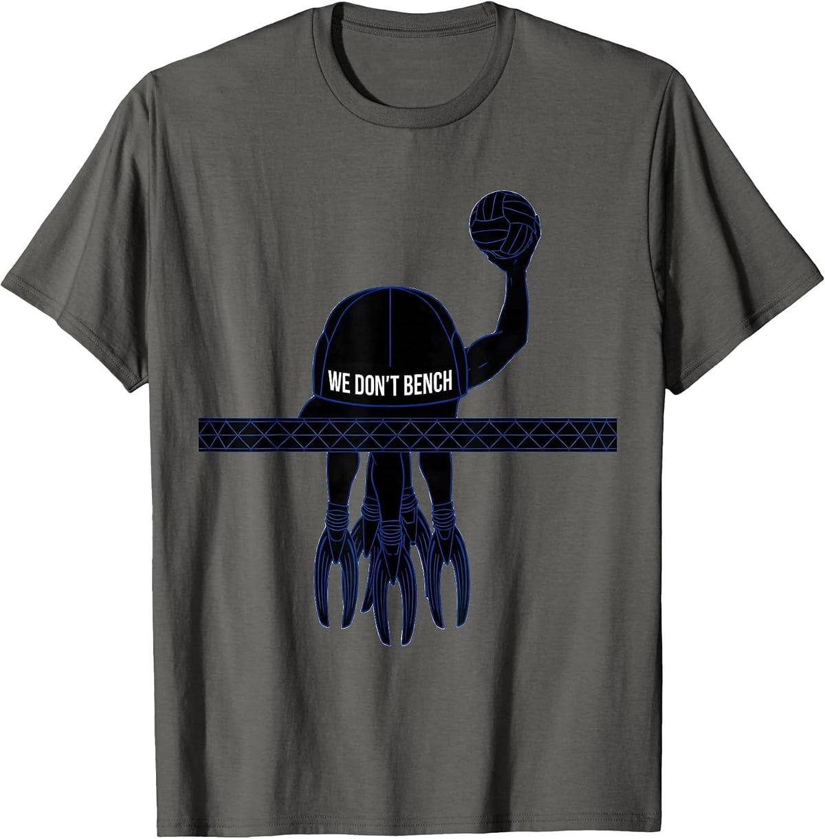 Men's We Don't Bench Funny Water Polo Player Team Mom Humor T-Shirt - Asphalt Grey