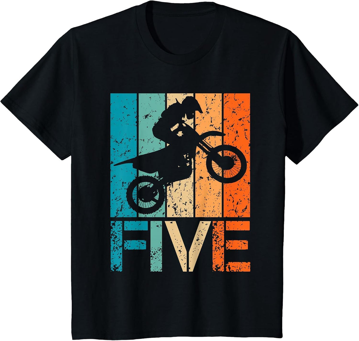 Dirt Bike 5th Motocross Birthday 5 Year Old 5yr Boys Girls T-Shirt - Black