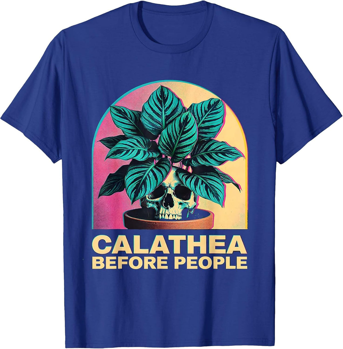 Men's Calathea Before People Risograph Grunge Plant Lover Humor T-Shirt - Royal Blue