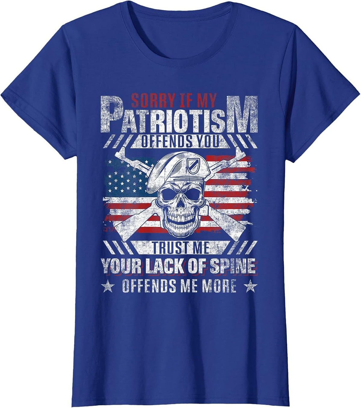 Sorry If My Patriotism Offends You - US Flag Patriotic T-Shirt - Royal Blue