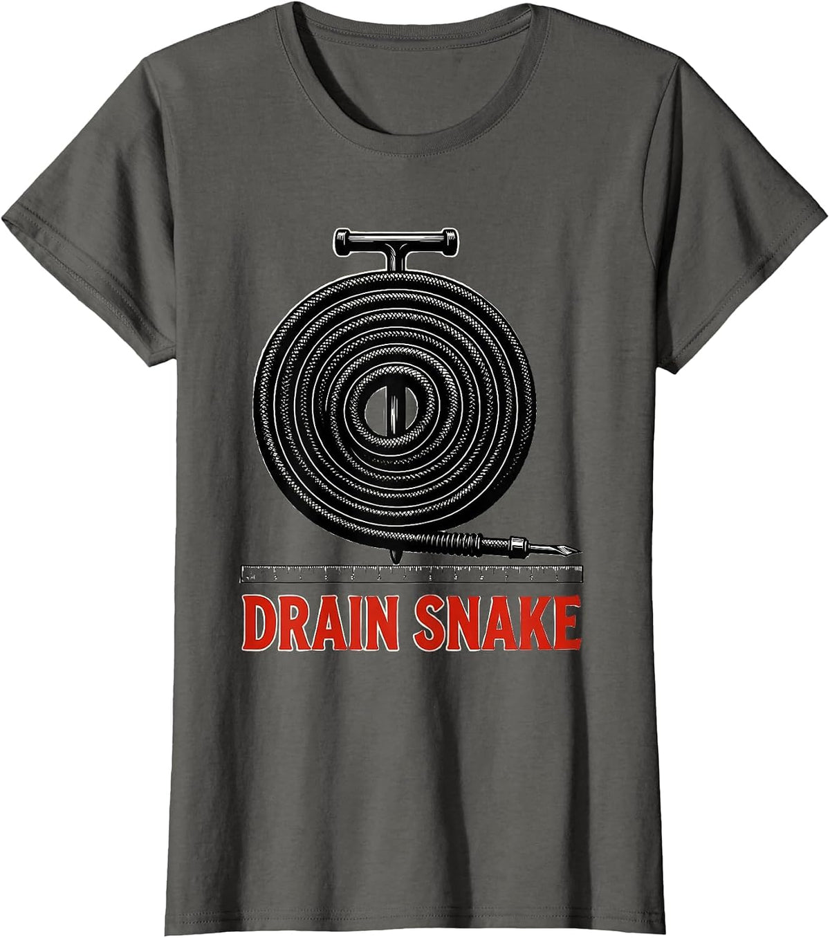 Women's Drain Snake Funny Plumber Pipefitter Occupational Humor T-Shirt - Asphalt Grey