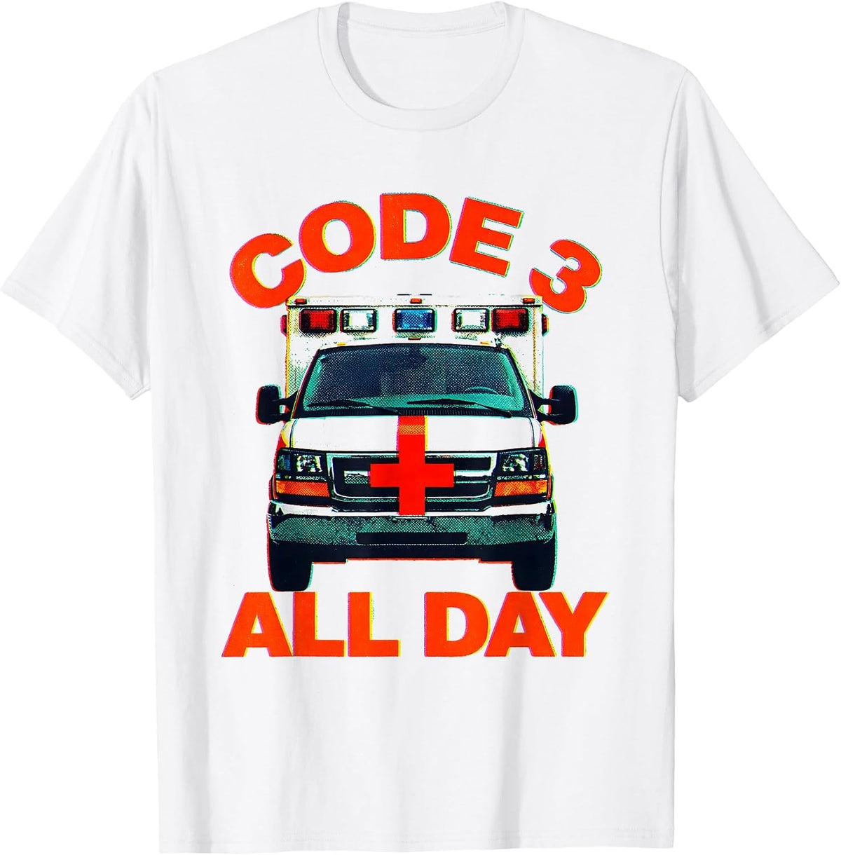 Men's Code 3 All Day EMT Graphic Design T-Shirt - White