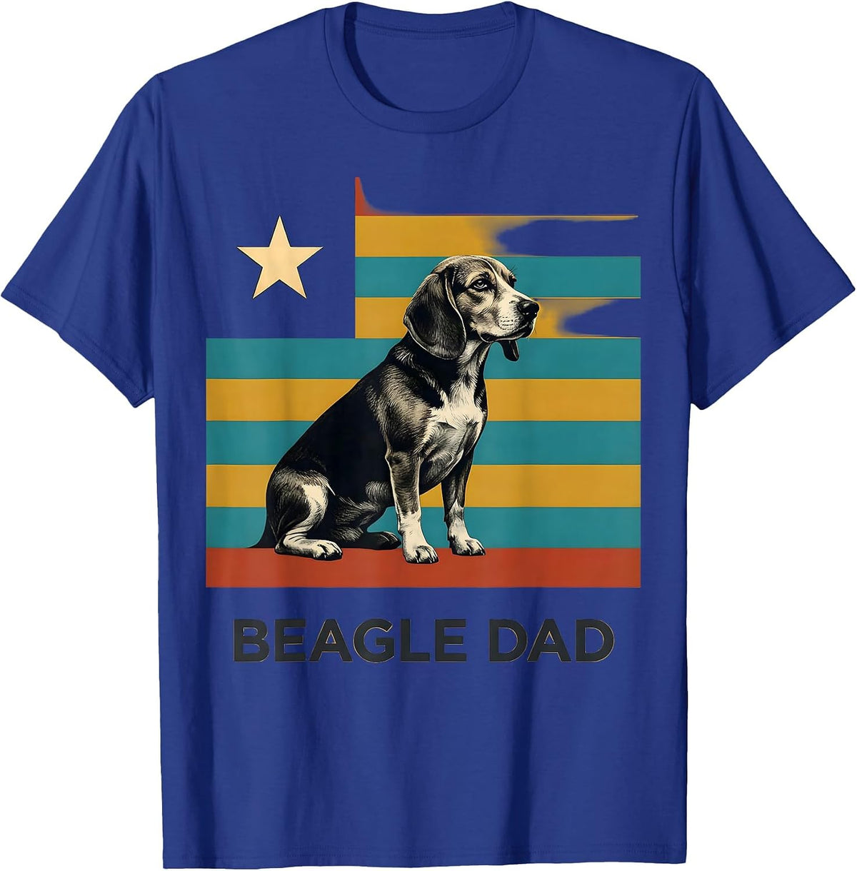 Beagle Dad Midcentury Modern Patriotic Dog Owner T-Shirt - Royal Blue