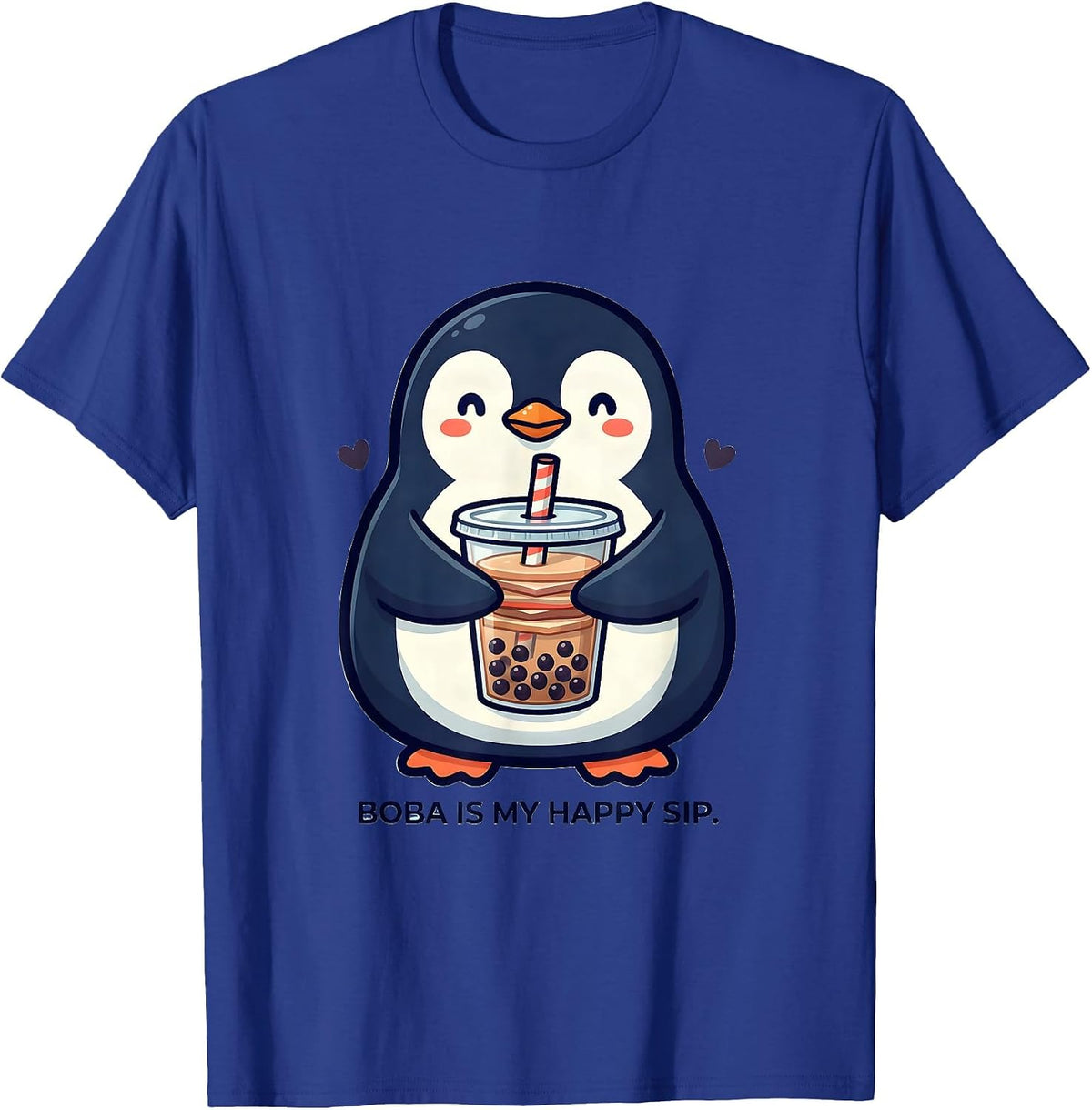 Men's Boba Is My Happy Sip Kawaii Penguin Boba Tea Lover Gift T-Shirt - Royal Blue