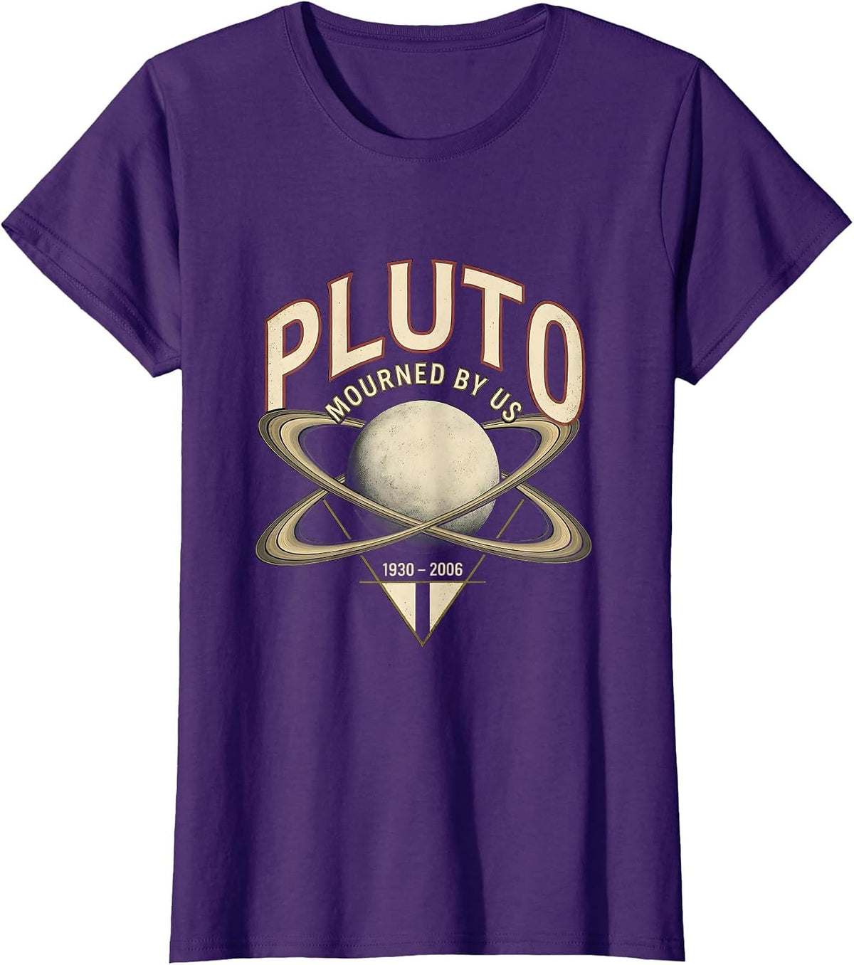 Women's Pluto Mourned By Us 1930-2006 Funny Science Nerd Space Humor T-Shirt - Purple