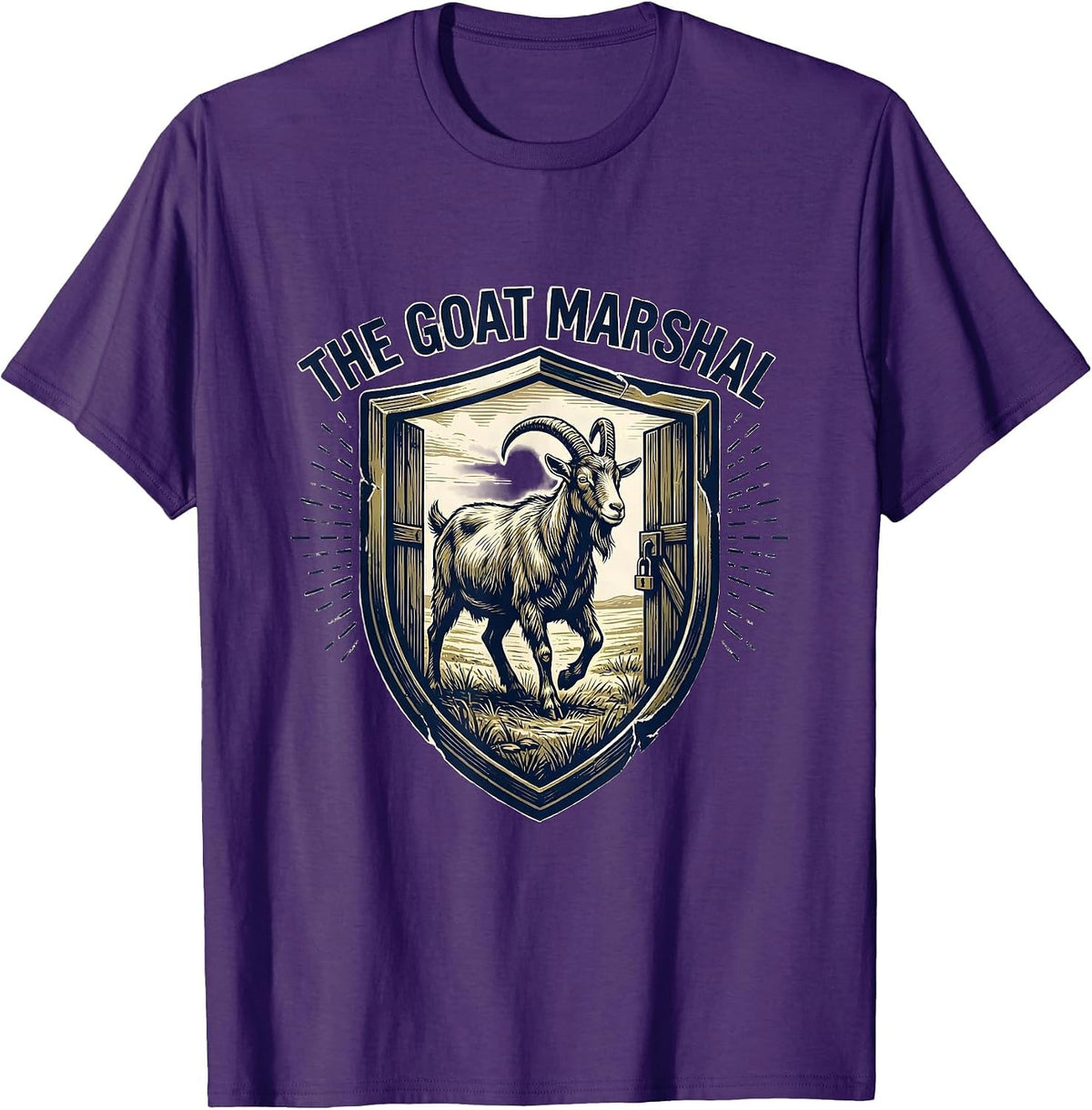 Men's The Goat Marshal Funny Goat Farmer Rancher Gift T-Shirt - Purple