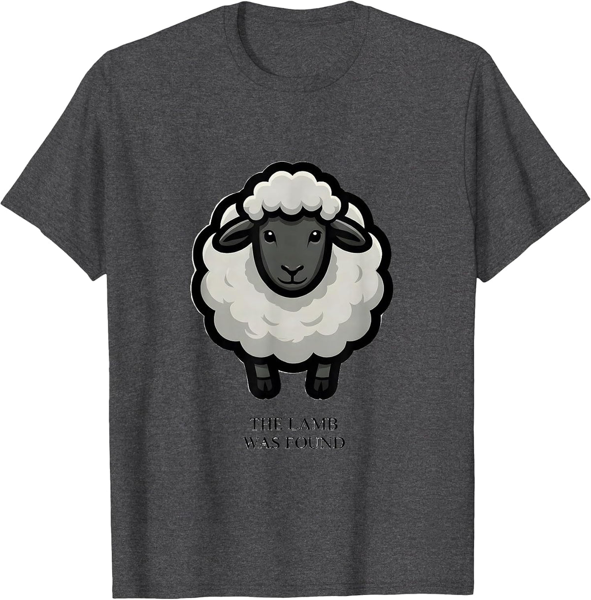 The Lamb Was Found Cartoon Christian Faith Sheep Psalm 23 T-Shirt - Dark Heather Grey