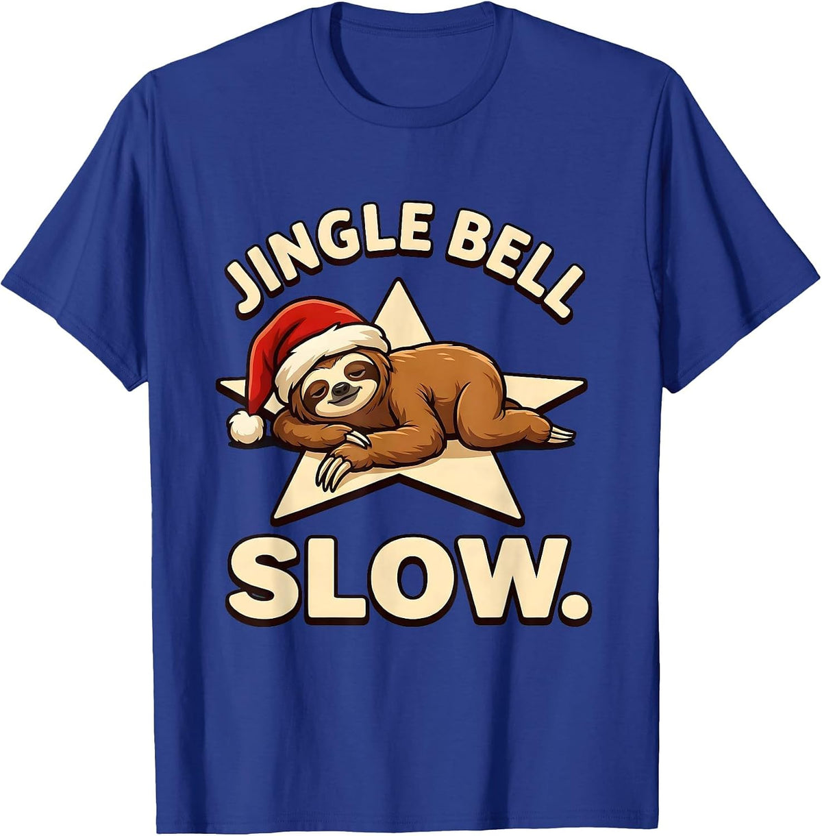 Men's Jingle Bell Slow Funny Sloth Lover Christmas Ugly Sweater T-Shirt - Royal Blue