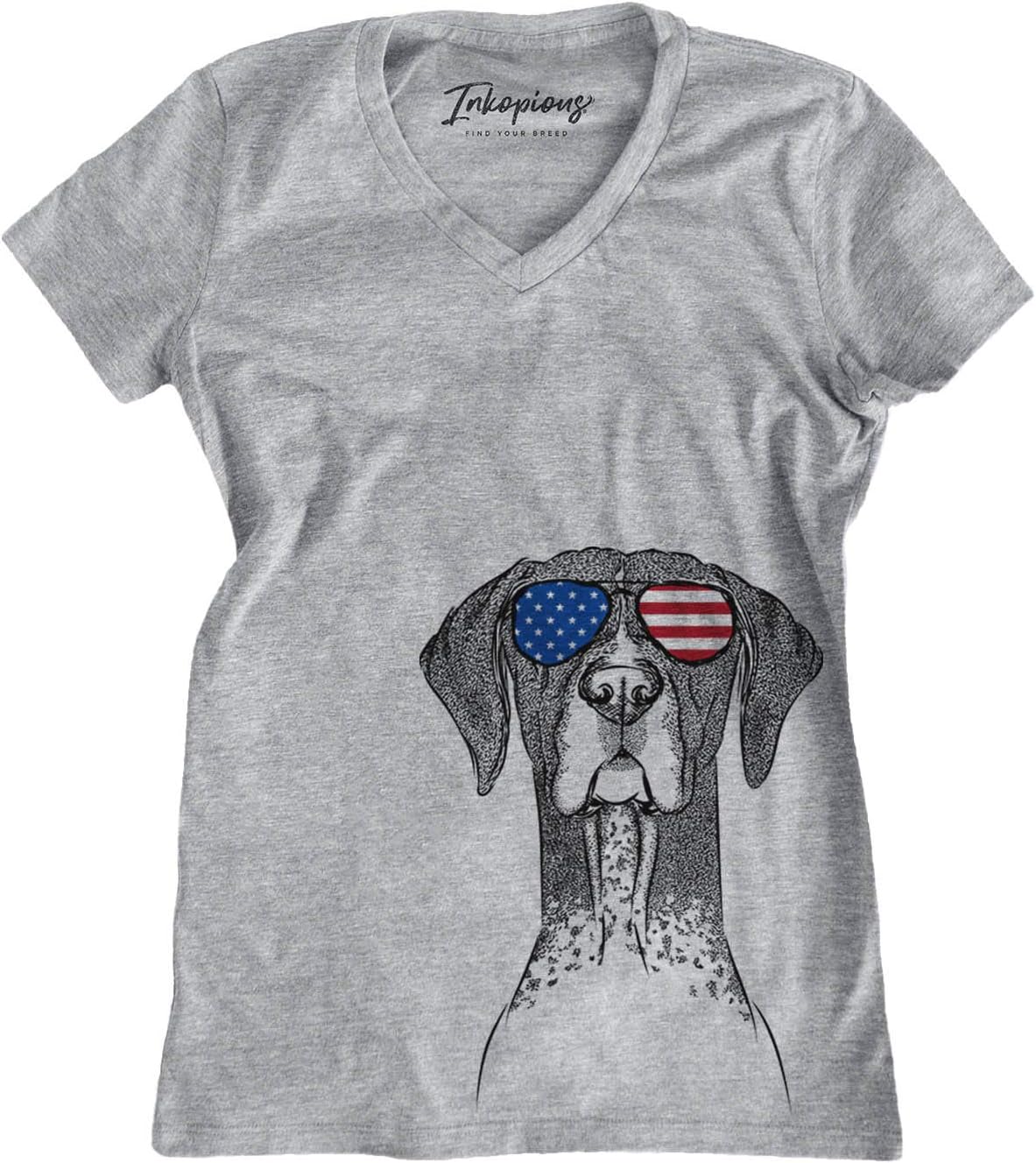 Patriotic Mattis the German Shorthaired Pointer Dog Triblend T-Shirt - Grey Modern V-neck