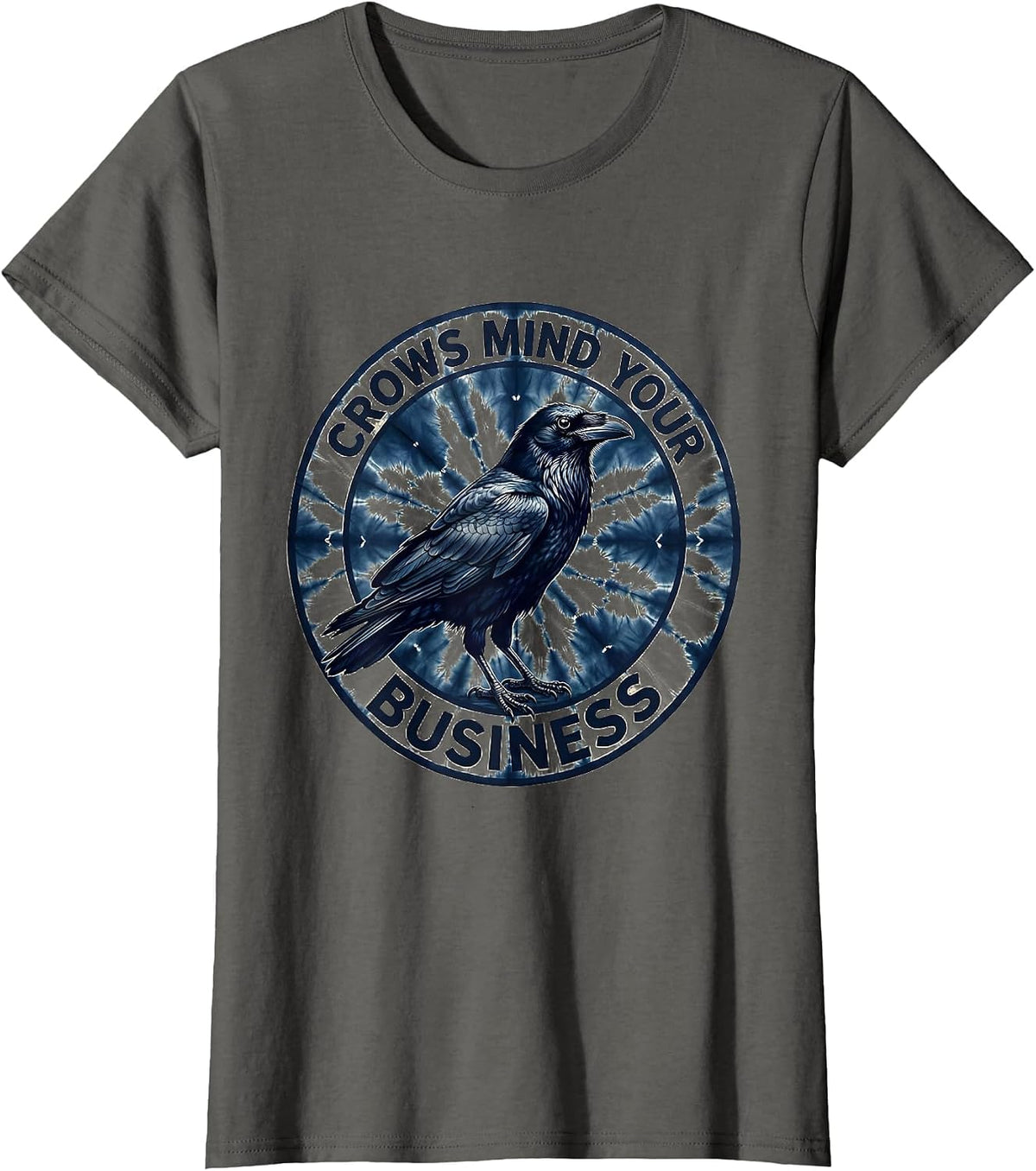 Women's Crows Mind Your Business Bold Graphic Design T-Shirt - Asphalt Grey