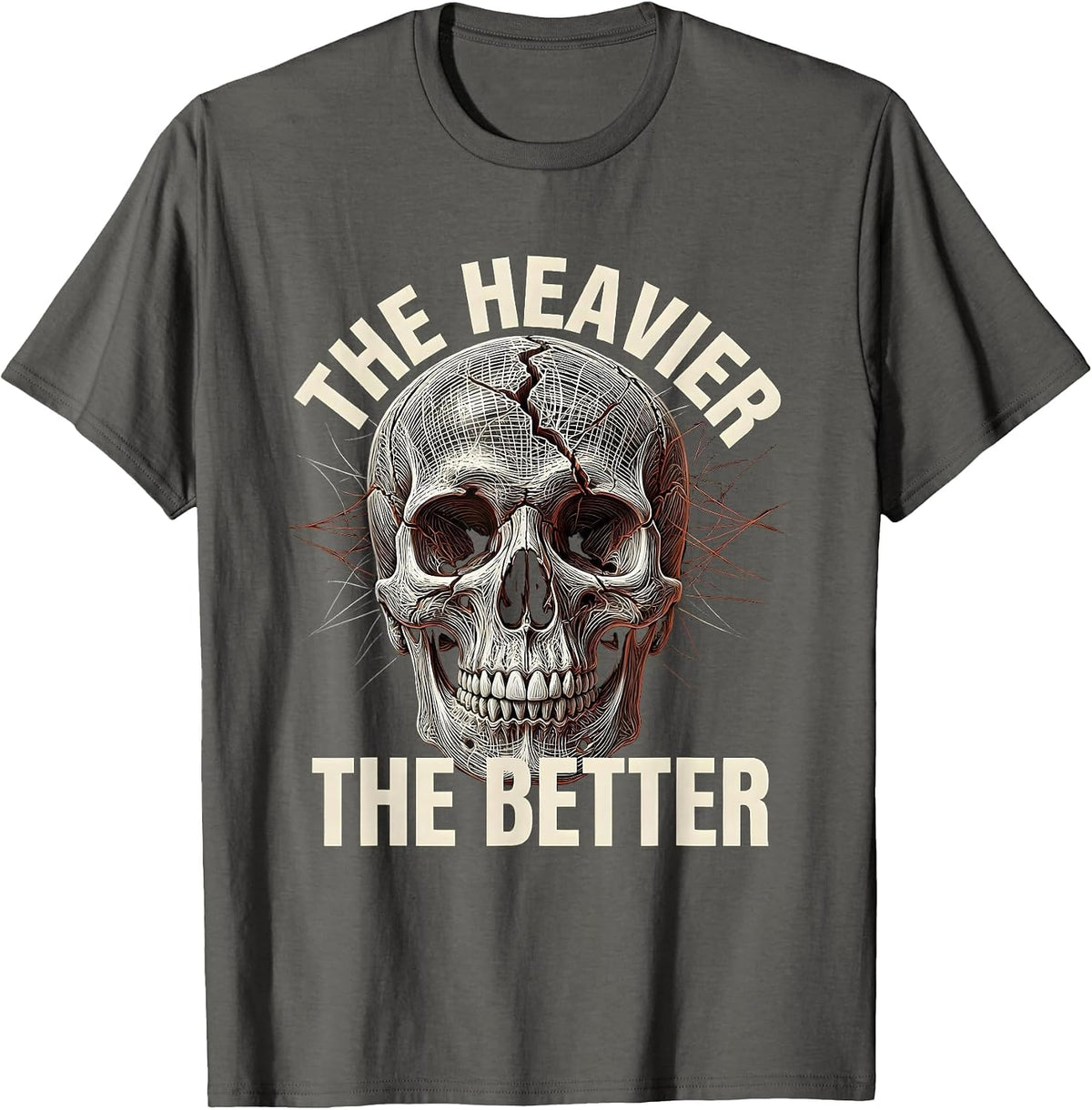 Men's The Heavier The Better Death Metal Design T-Shirt - Asphalt Grey