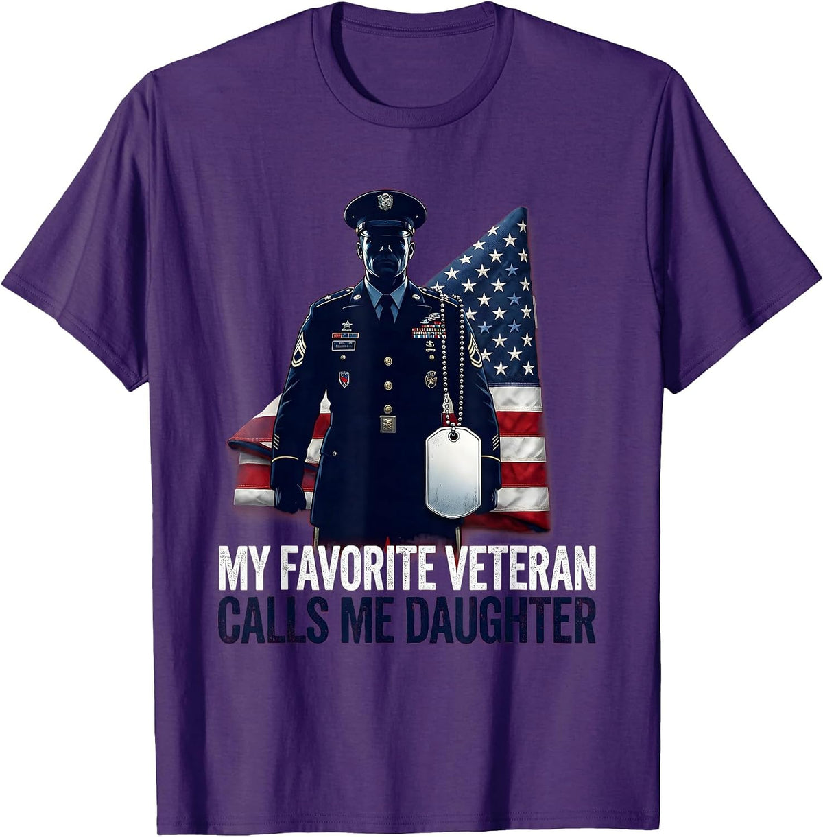 My Favorite Veteran Calls Me Daughter Patriotic Gift T-Shirt - Purple