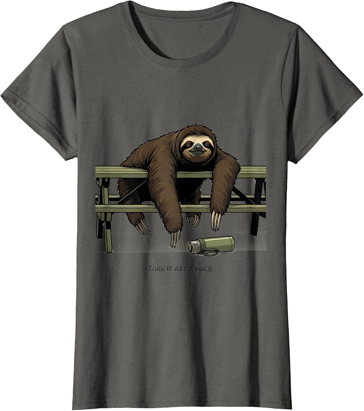 Women's I Take It At My Pace Funny Sloth Lover Animal Humor Gift T-Shirt - Asphalt Grey