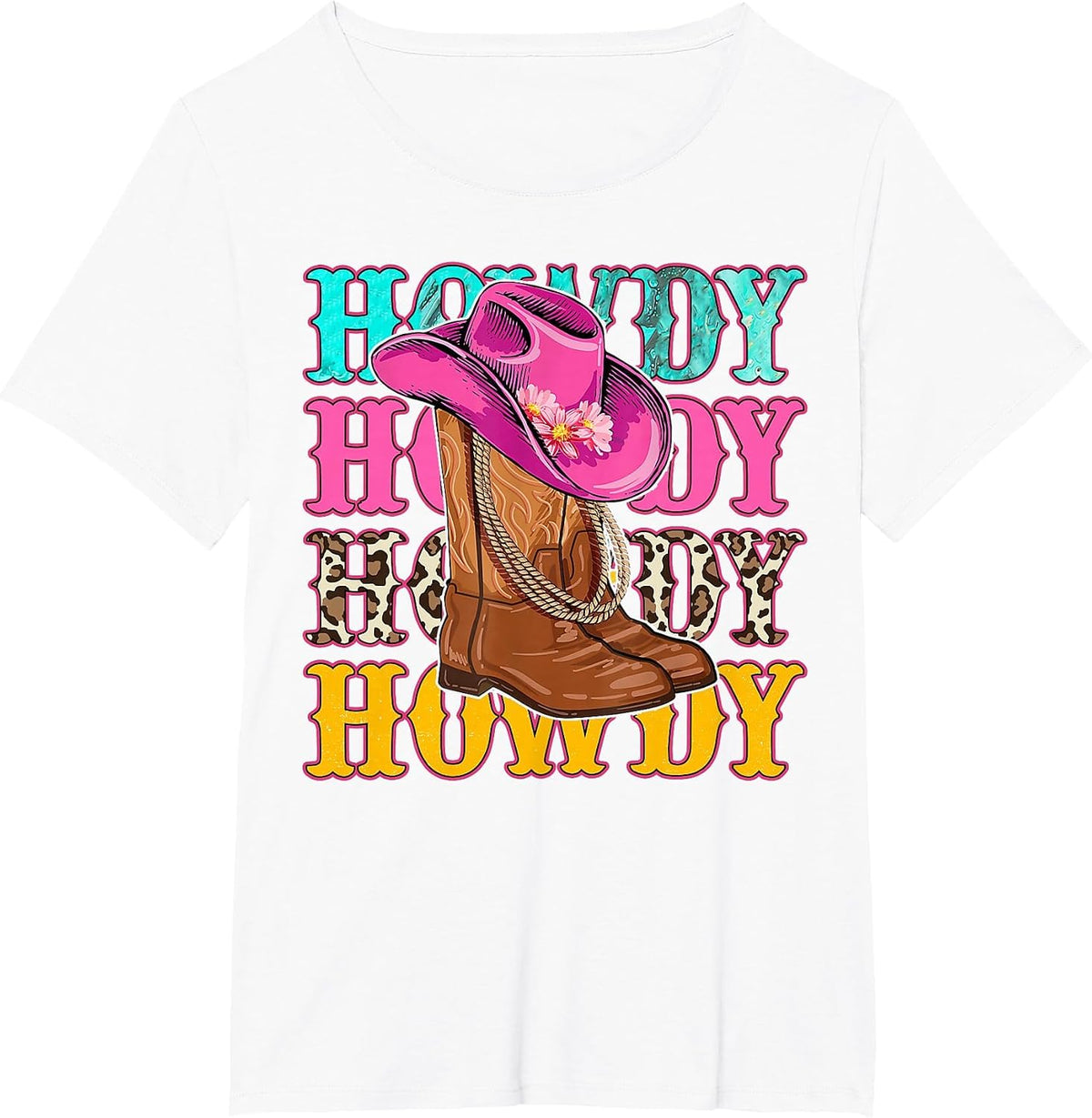Howdy Southern Western Girls Country Rodeo Cowgirls Boots T-Shirt - White