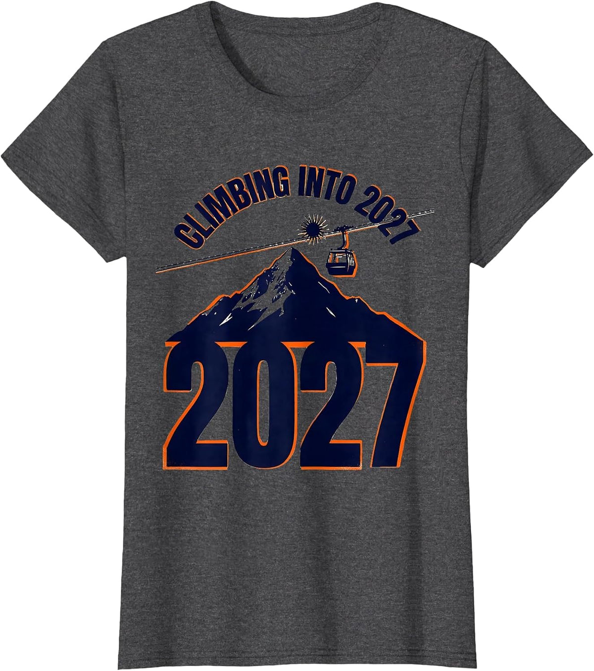 Women's Climbing Into 2027 Screenprint Poster New Year Family Party T-Shirt - Dark Heather Grey