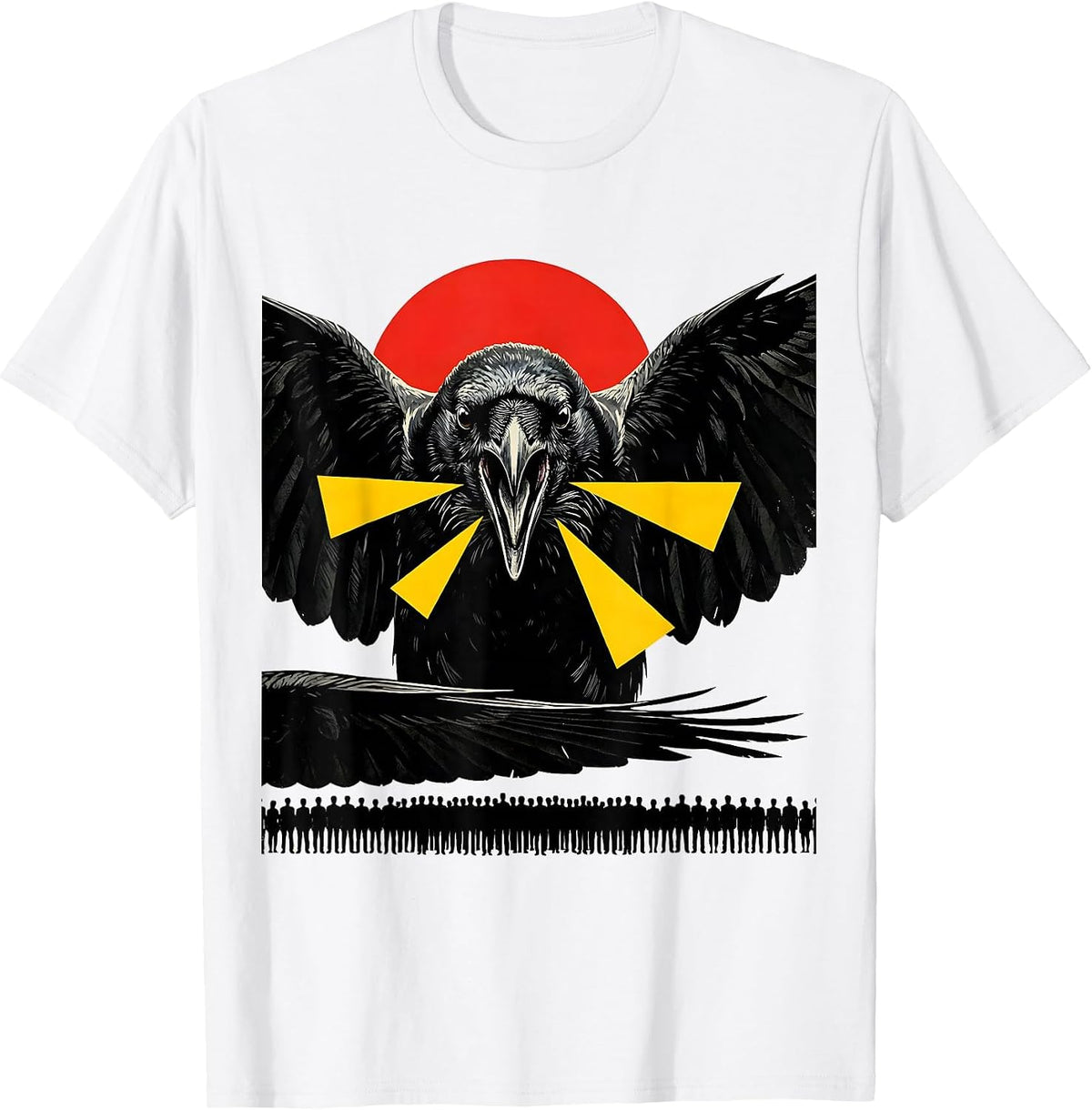 Men's Black Crow Pop Art Gothic Humor Dark Humor Gift T-Shirt - White
