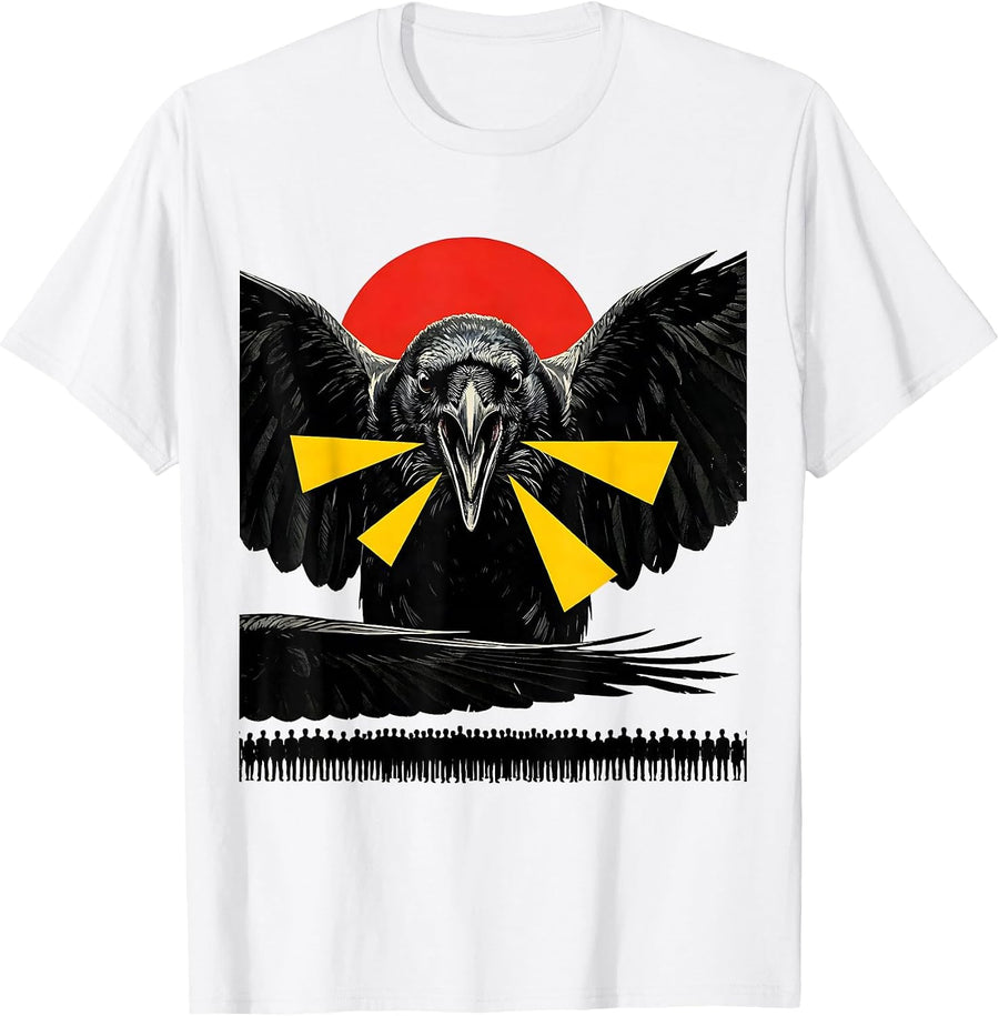 Men's Black Crow Pop Art Gothic Humor Dark Humor Gift T-Shirt - White