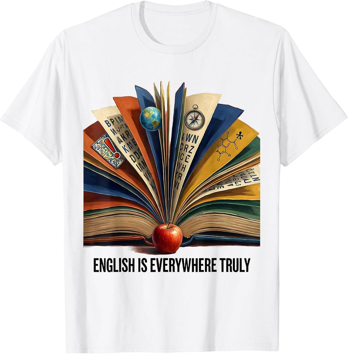 Men's English Is Everywhere Truly Teacher Design T-Shirt - White