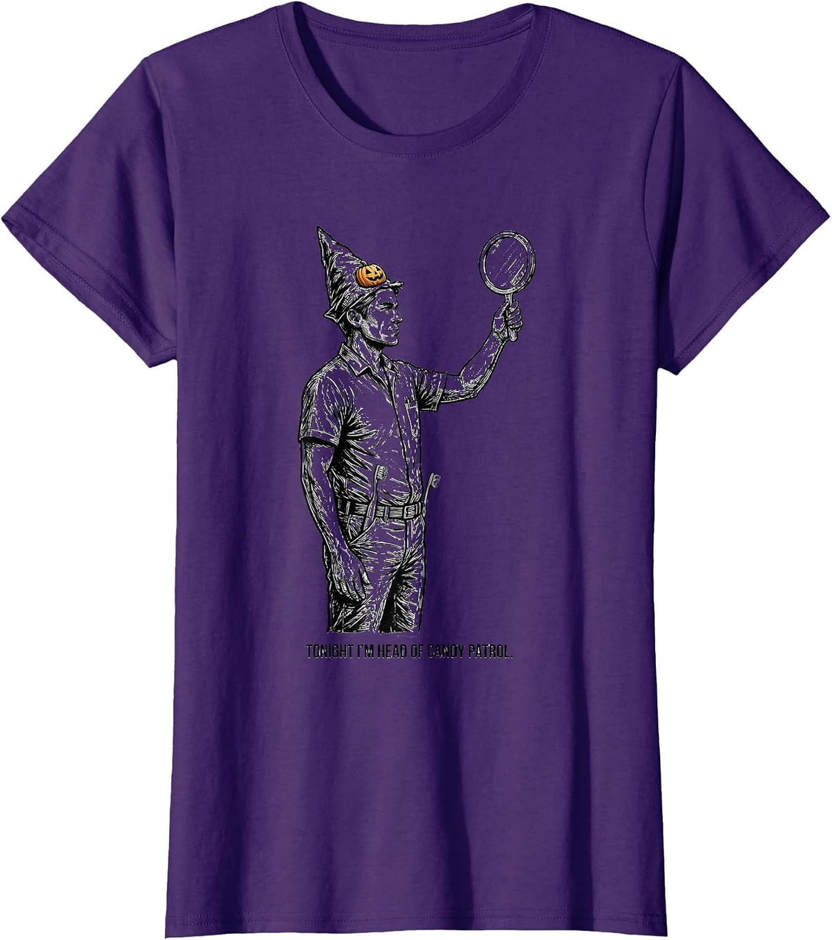 Women's Tonight I'm Head Of Candy Patrol Playful Dentist Halloween T-Shirt - Purple