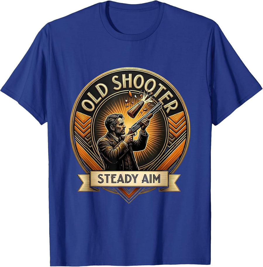 Old Shooter Steady Aim Trap Shooting Design T-Shirt - Royal Blue
