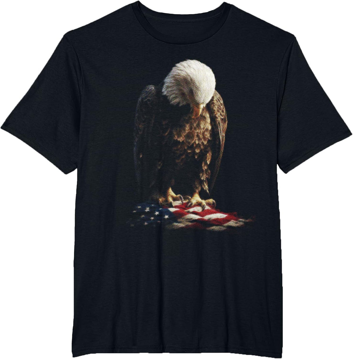 Symbolic Eagle of Liberty American Flag Art T-Shirt - Black