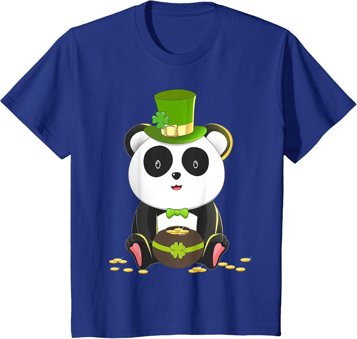 St Patricks Day Lucky Panda Bear Leprechaun Shamrock Irish T-Shirt - Royal Blue