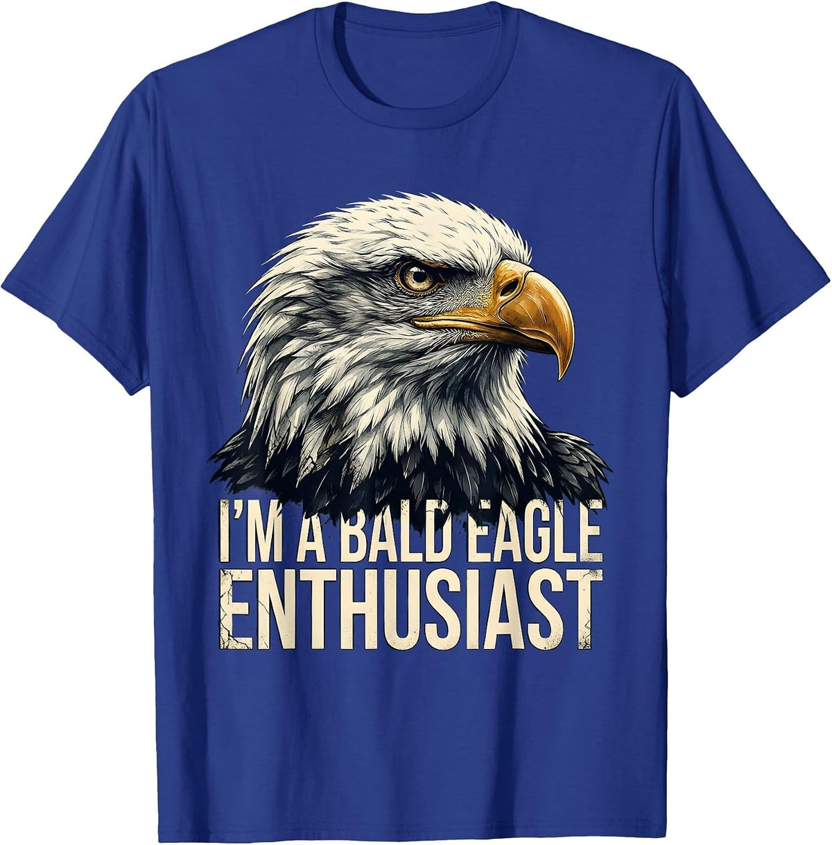 Men's I'm A Bald Eagle Enthusiast Vintage Retro Patriotic Novelty T-Shirt - Royal Blue