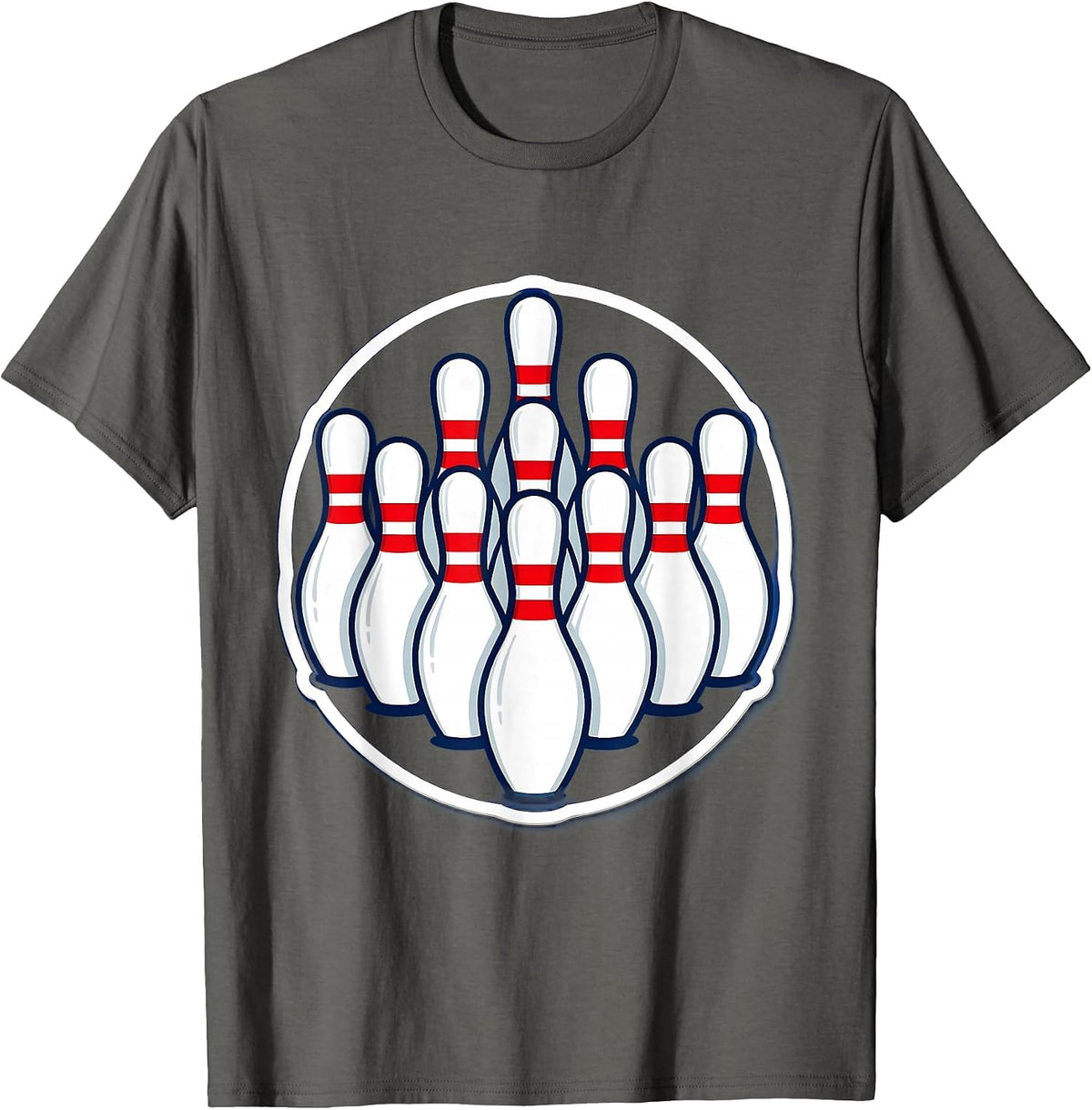 Bowling Pins Classic Triangle Formation Graphic T-Shirt - Asphalt Grey