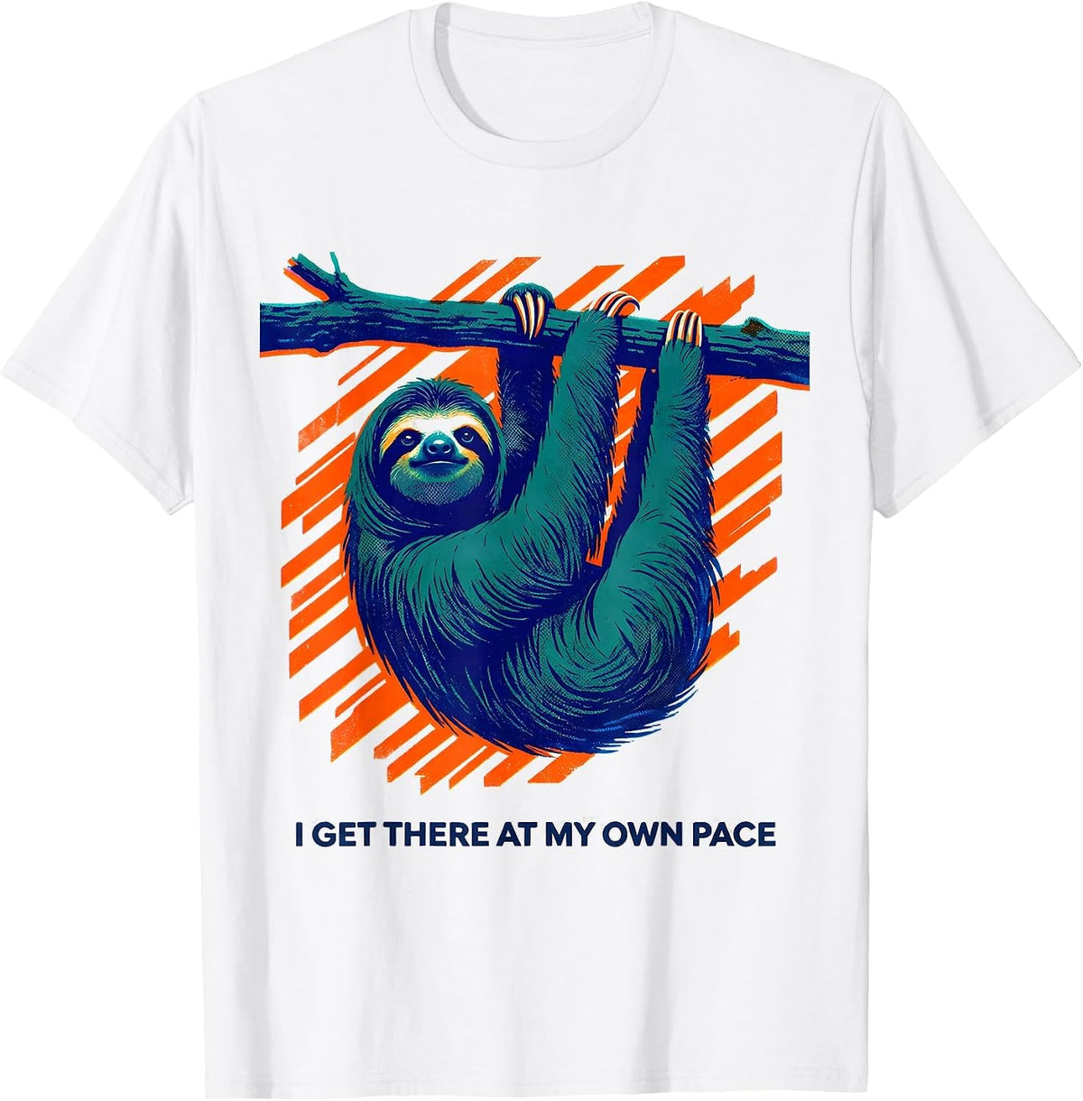 Men's I Get There At My Own Pace Funny Sloth Lover Lazy Humor T-Shirt - White