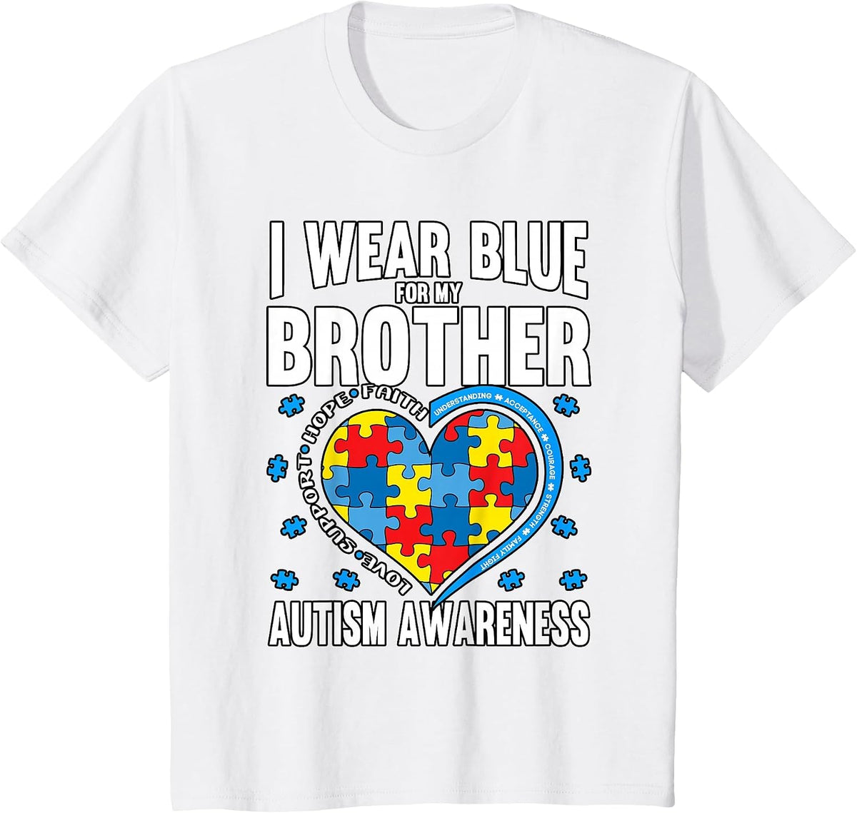 Autism Awareness Brother T-Shirt - White