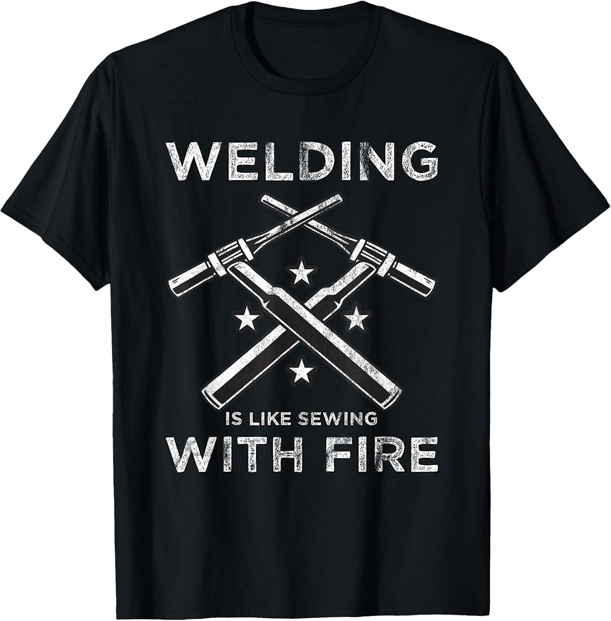 Welding is Like Sewing with fire T-Shirt - Black