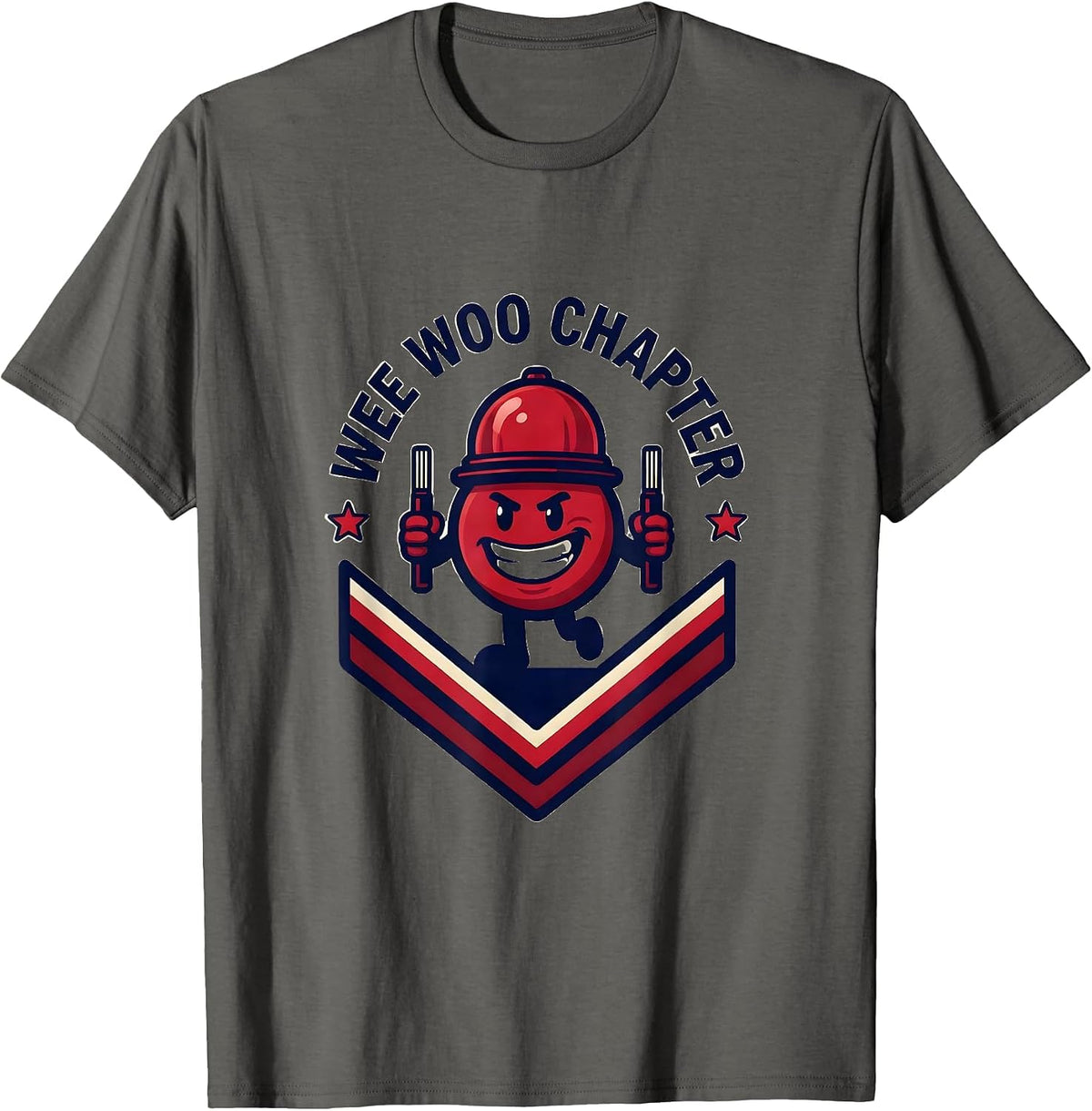 Wee Woo Chapter Funny EMT Paramedic EMS Crew Gag Humor T-Shirt - Asphalt Grey