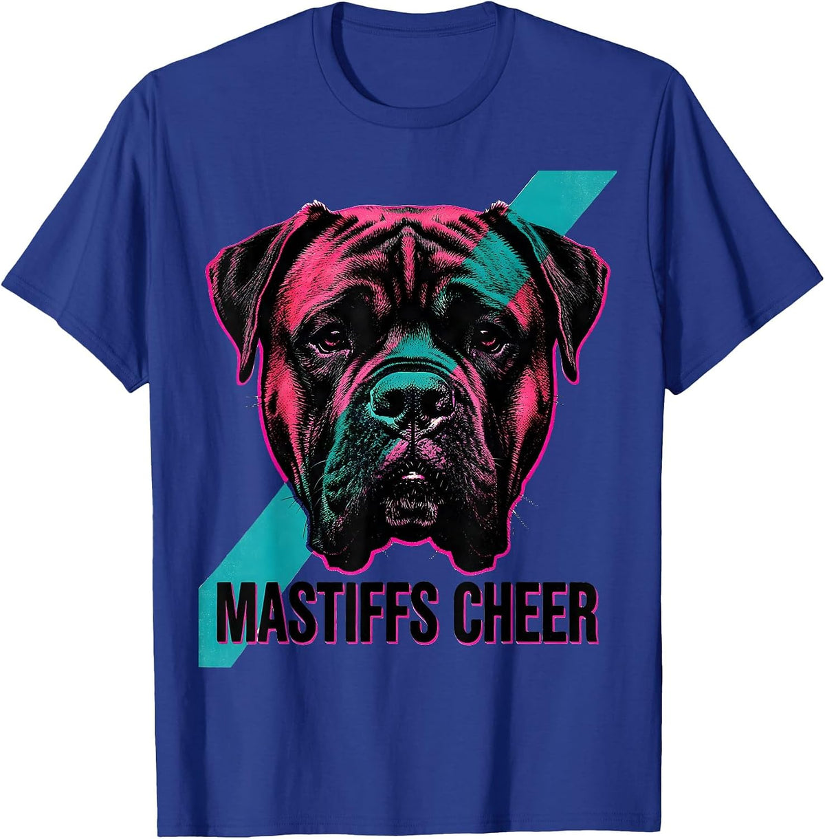 Mastiffs Cheer Risograph School Spirit Mascot Team Pride T-Shirt - Royal Blue