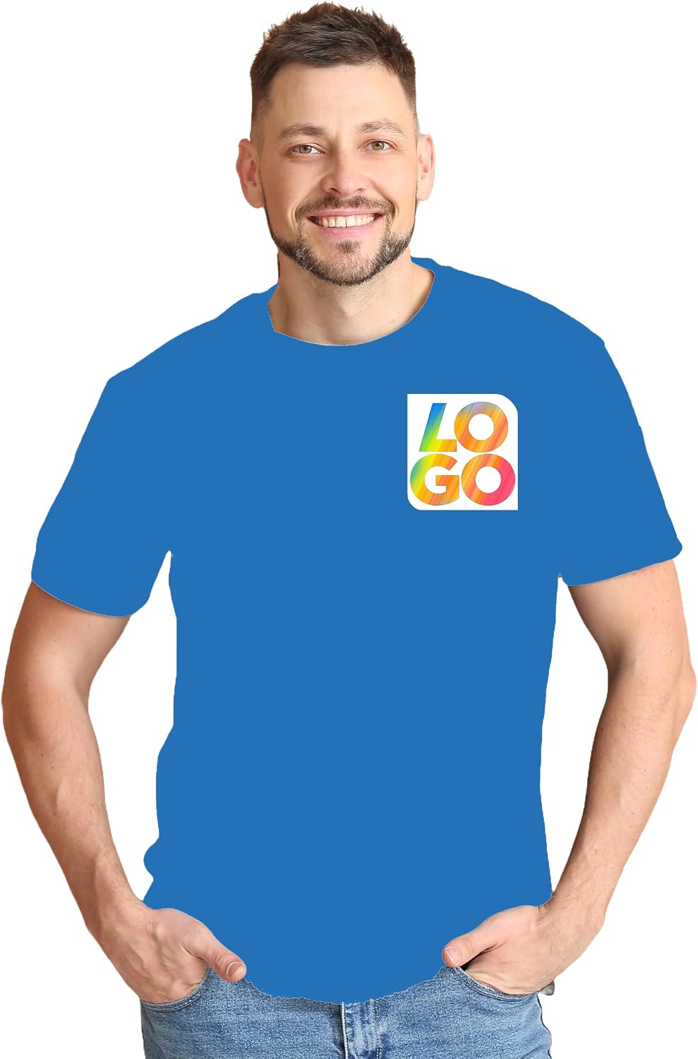 Custom Embroidered Unisex Basic Tee T-Shirts - Sapphire 1