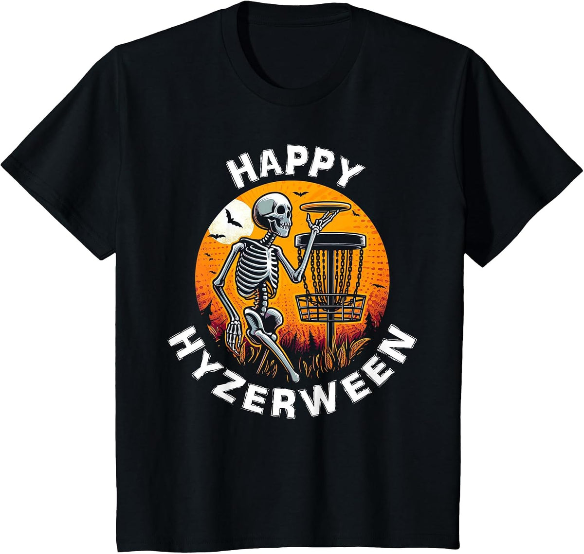 Disc Golf Halloween Disc Golfer Skeleton Hyzerween Item T-Shirt - Black