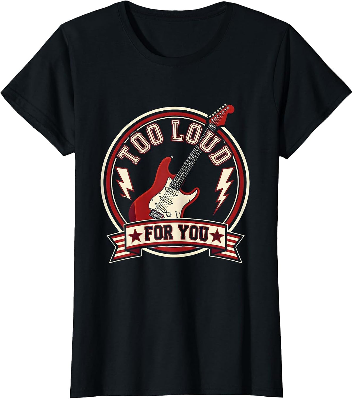 Too Loud For You 90s Band Rock Music Design T-Shirt - Black