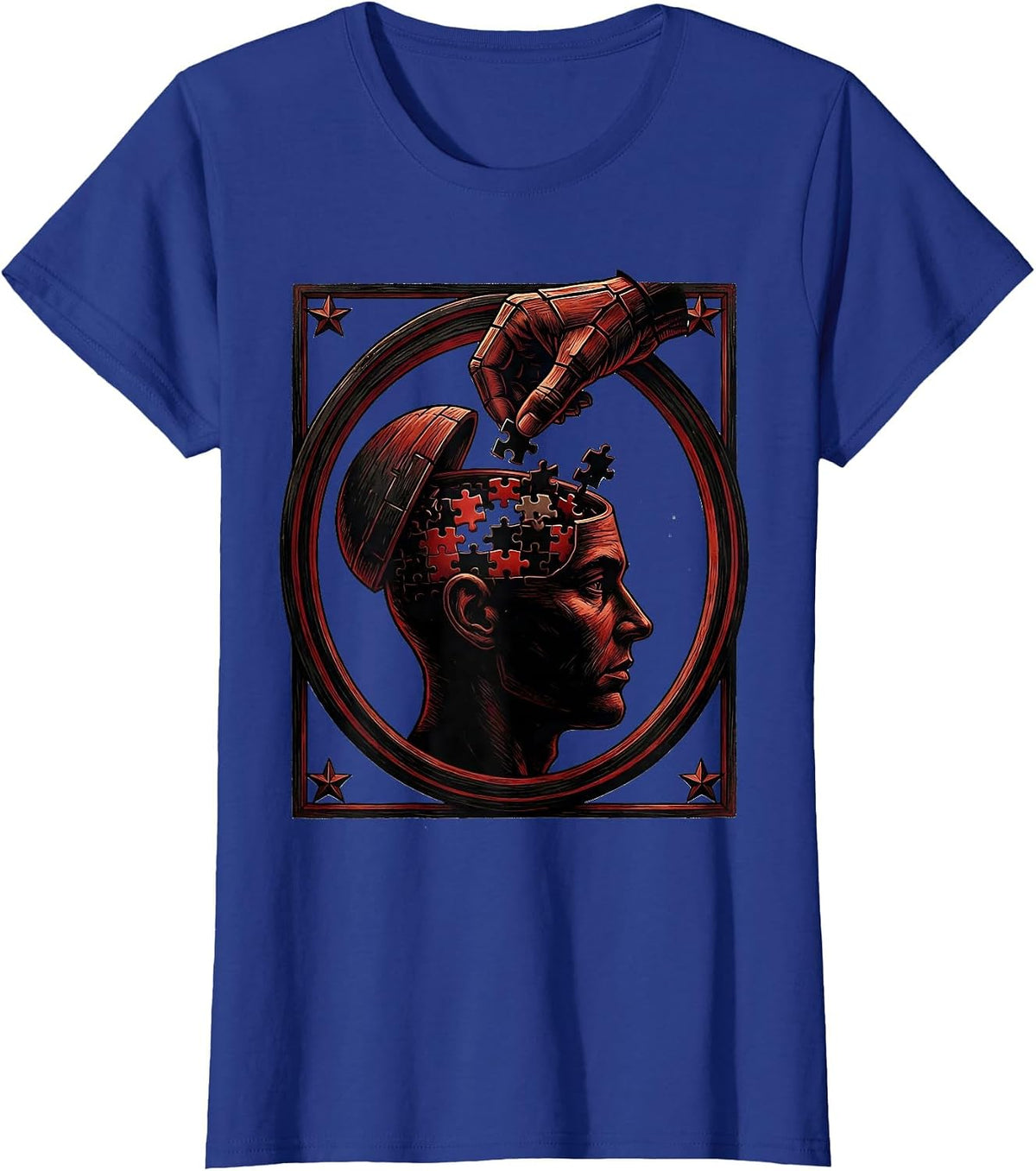 Women's Make Sense Common Again Puzzle Mind Graphic T-Shirt - Royal Blue