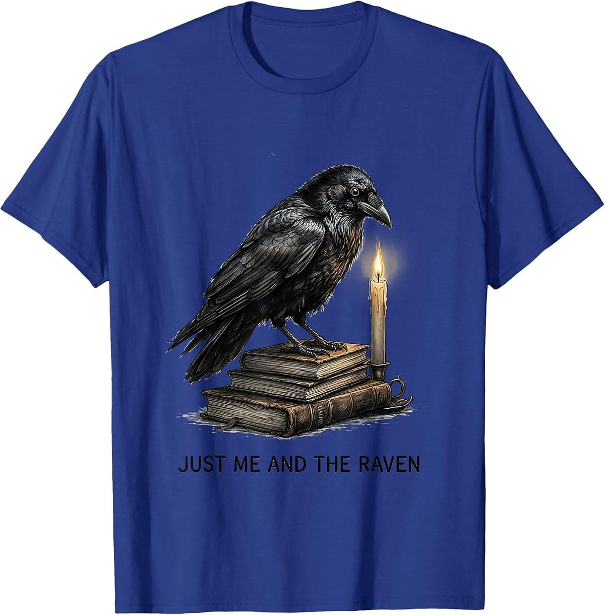 Just Me And The Raven Gothic Dark Humor Raven Lover T-Shirt - Royal Blue