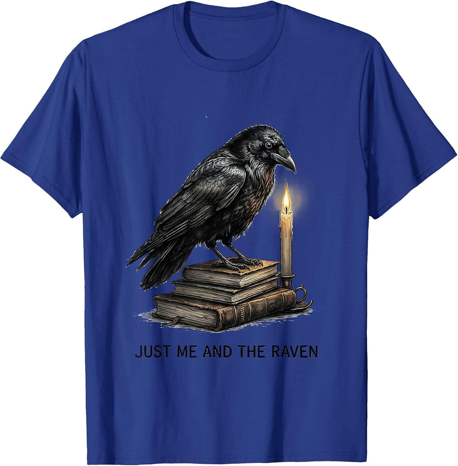 Just Me And The Raven Gothic Dark Humor Raven Lover T-Shirt - Royal Blue