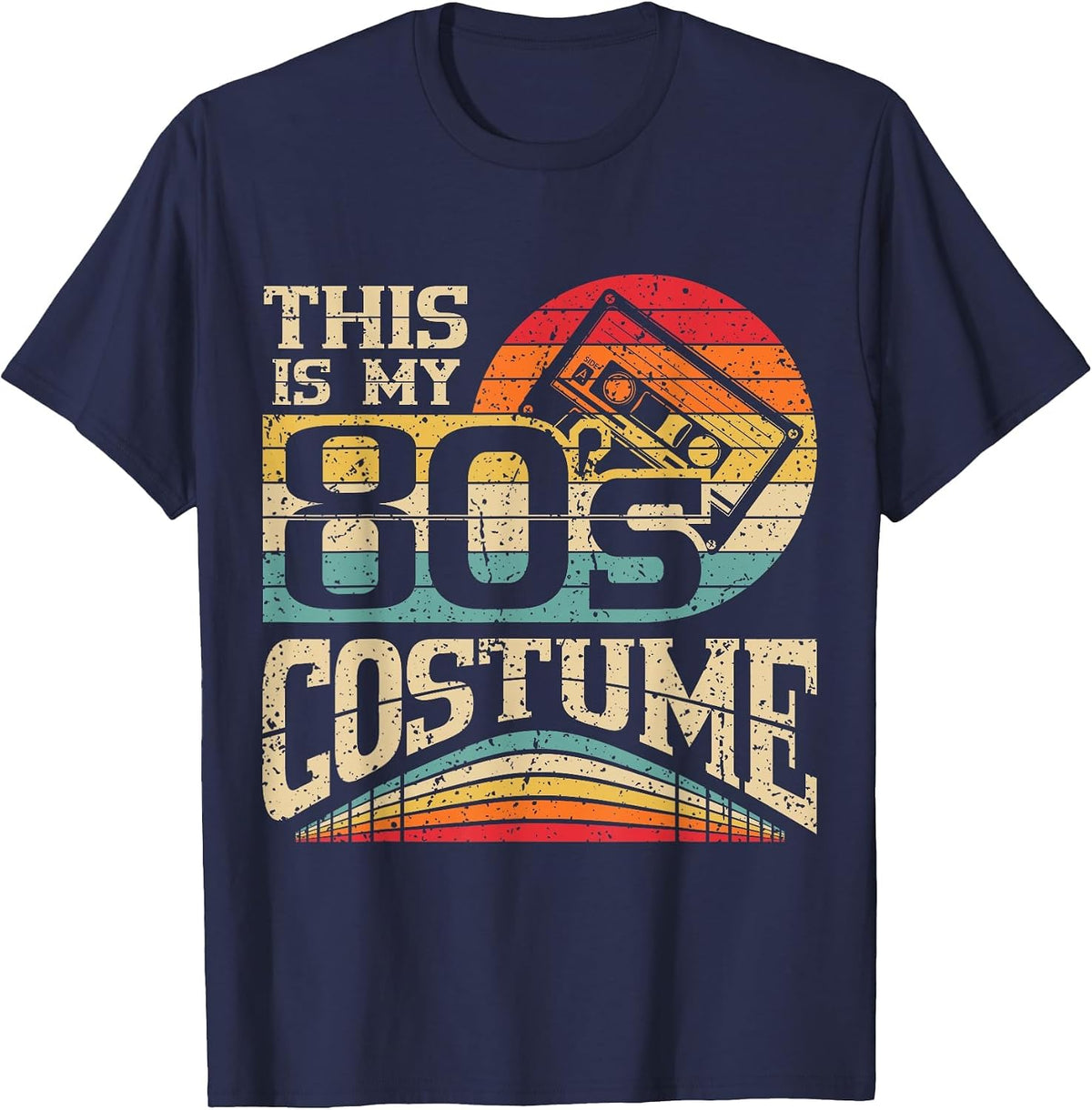 Vintage 80s Outfit Women Men This is My 80's Costume Party T-Shirt - Navy Blue