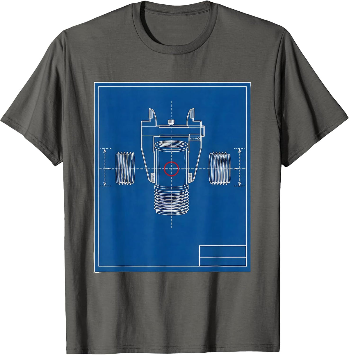 Men's Threaded Pipe Nipple Plumbing Trade Humor Blueprint T-Shirt - Asphalt Grey