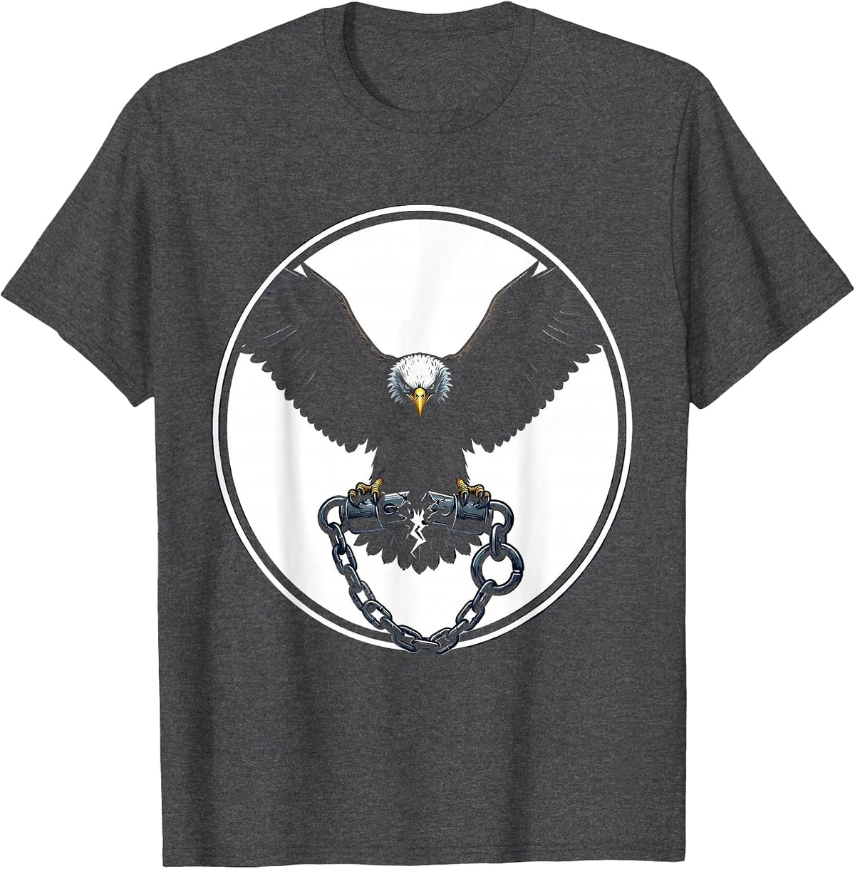 Men's Bald Eagle Broken Shackle Freedom Graphic T-Shirt - Dark Heather Grey